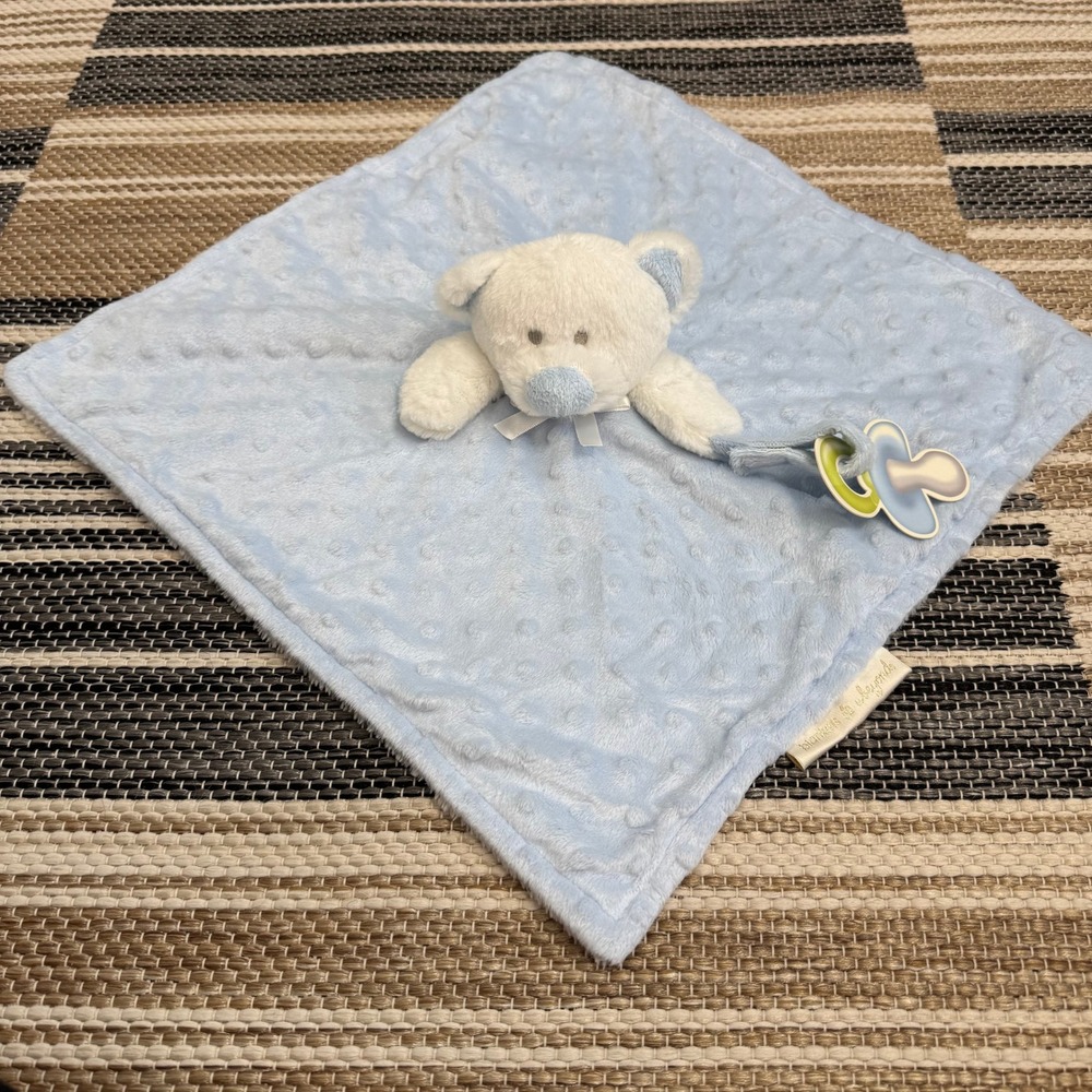 Blankets & Beyond Blue Teddy Bear Security Blanket Lovey Pacifier Holder‎